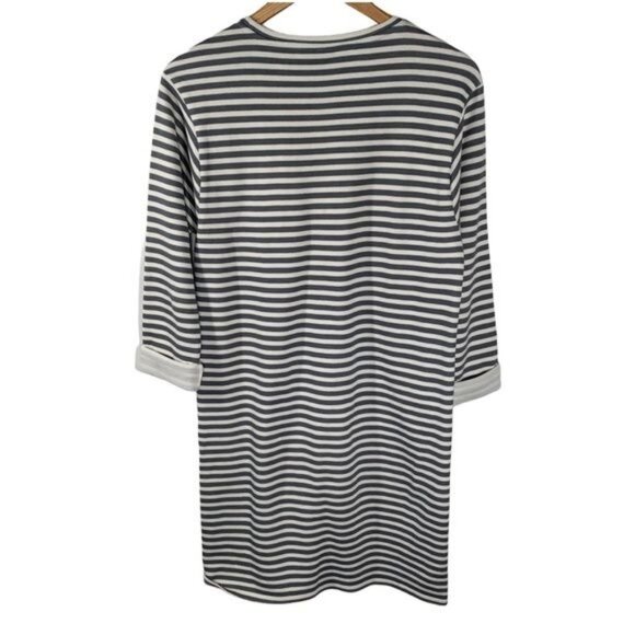 Topshop Gray Cream Striped Mini Shift Dress Women’s 6 - Picture 6 of 11